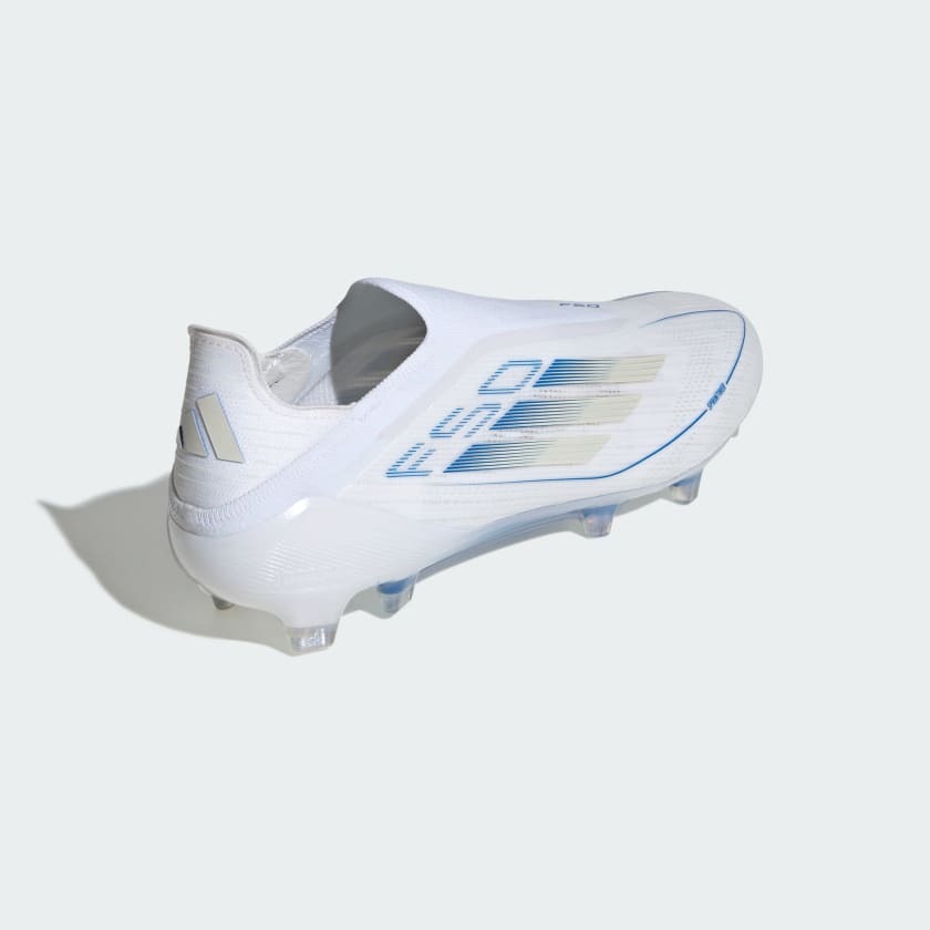 Botín de Fútbol F50 Elite Laceless FG Blanco/Azul